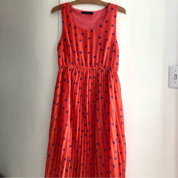 Orange Polka Dot Midi Dress - Picture 4 of 5